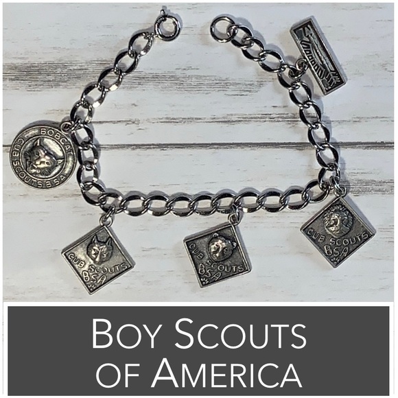 Boy Scouts of America Jewelry - Boy Scouts of America (BSA) Sterling Silver 5 Charm Bracelet Vintage Cub Scouts